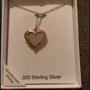Rose Gold sterling silver mom heart necklace